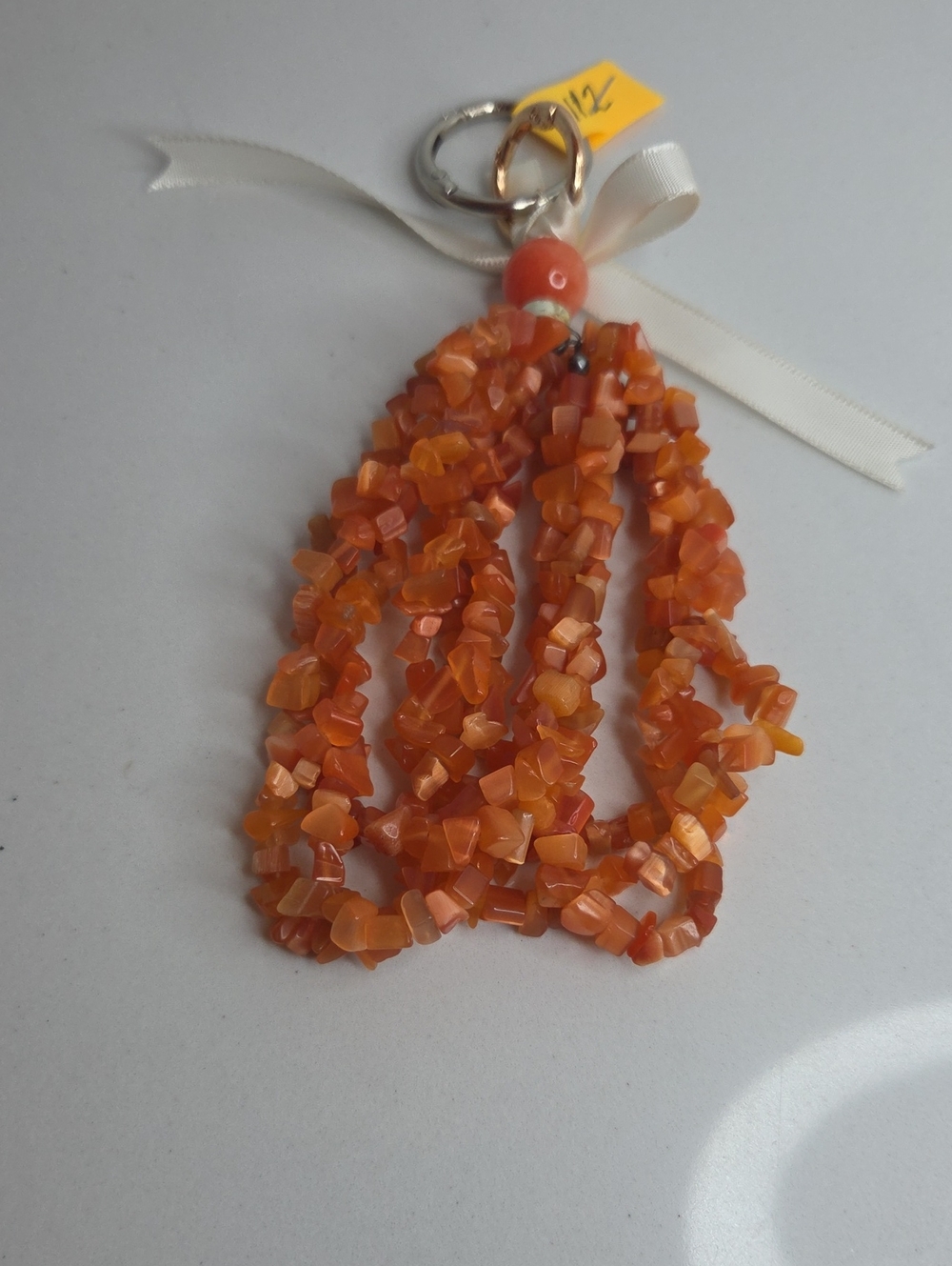 112 - Stone Orange Chip Beaded Bag Charm